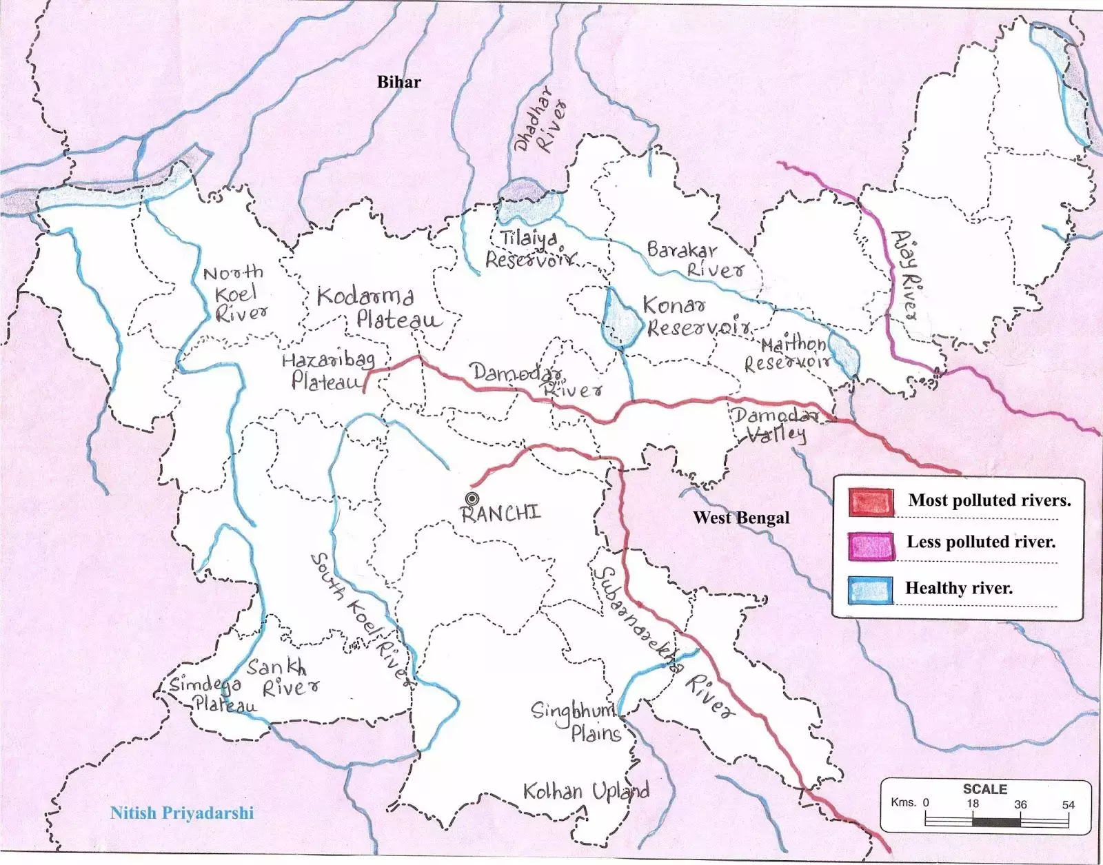 Pollution level of rivers in Jharkhand