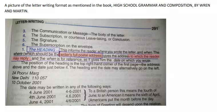किताबों में लेटर राइटिंग को लेकर दिए गए निर्देश 