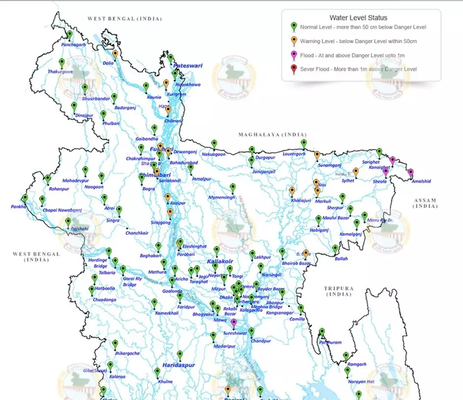 Map: Flood situation in Bangladesh