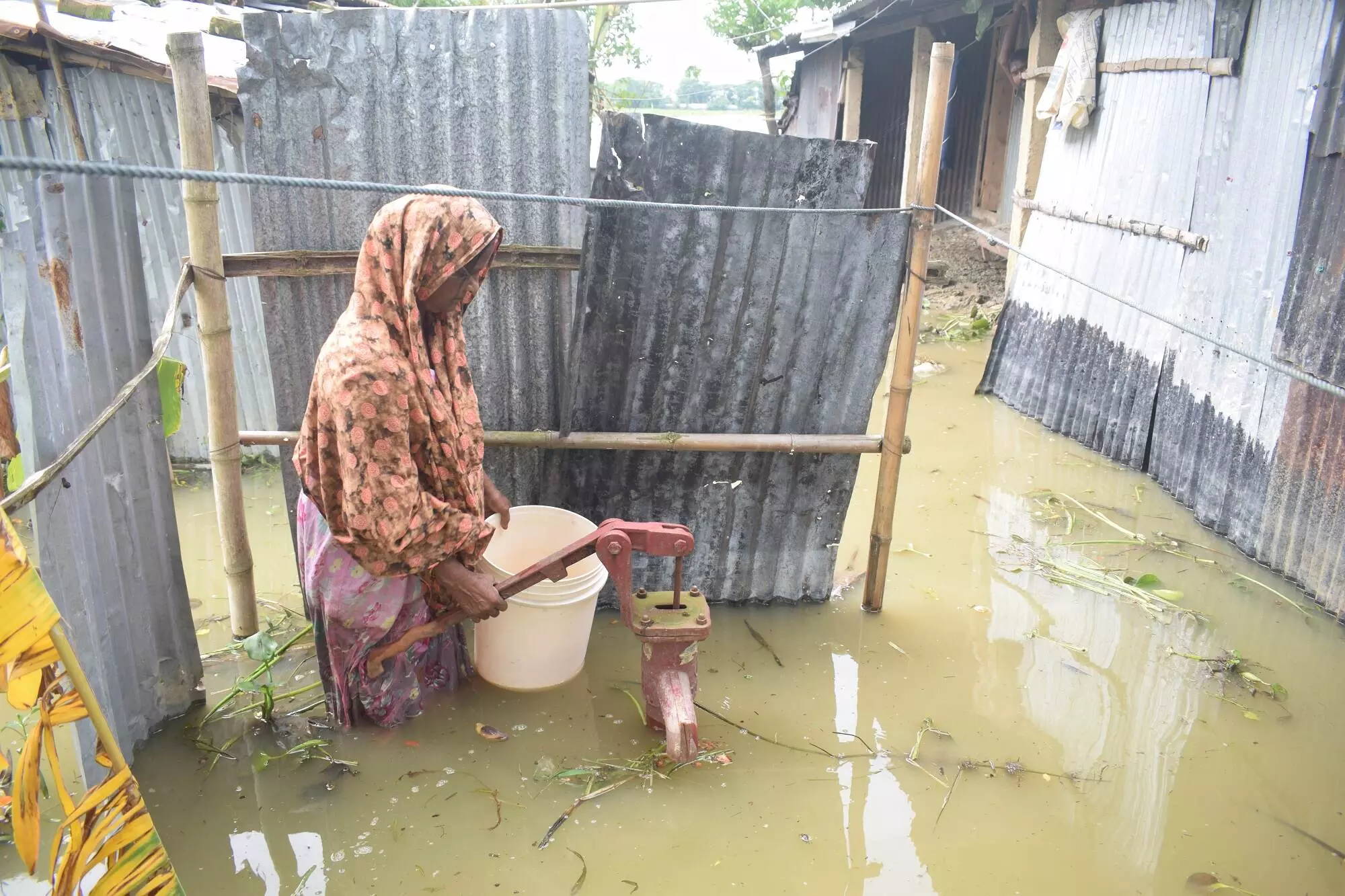 The tube wells in the flood-hit areas are under water. There has been an acute shortage of drinking water in many places.