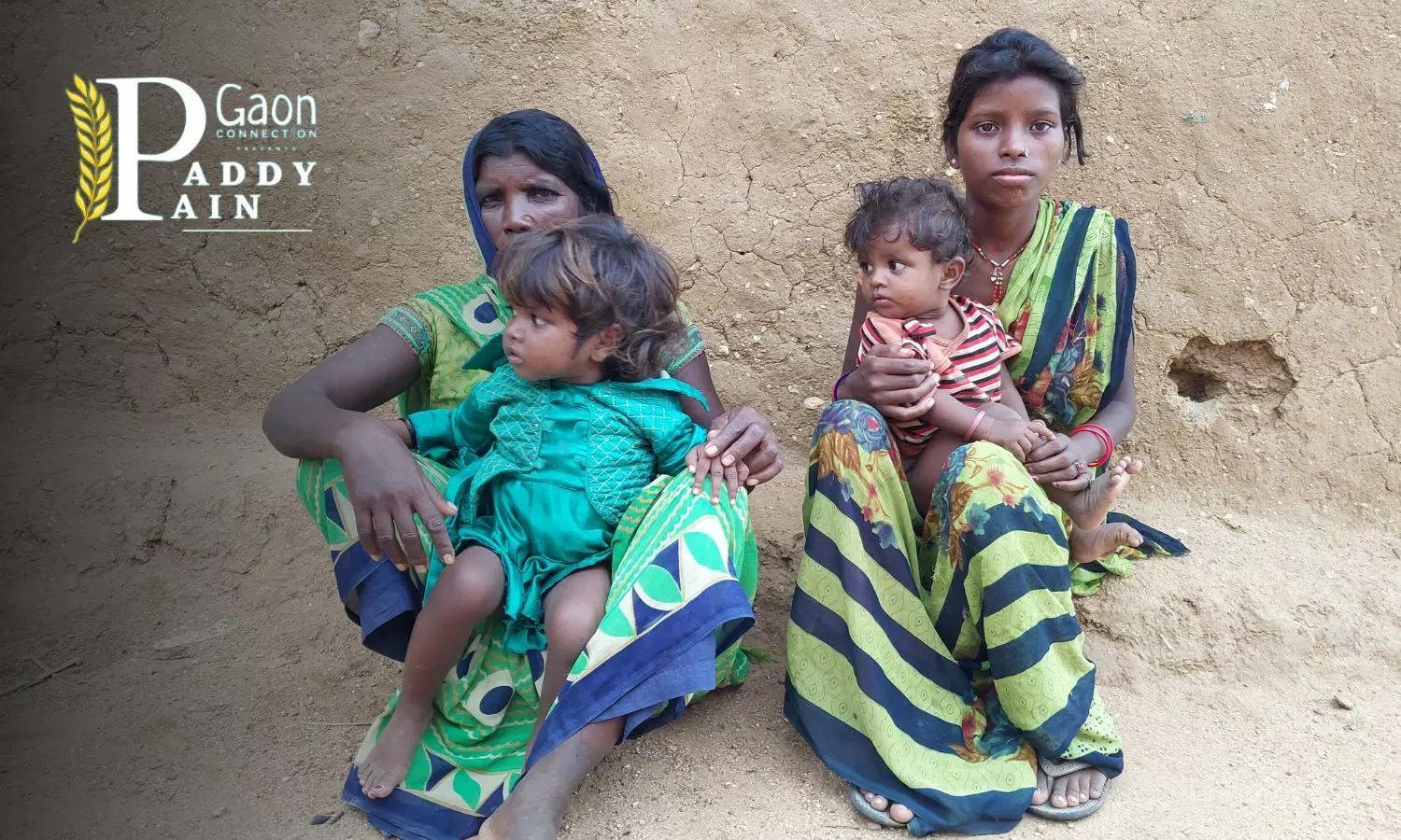 Panna Devi (left) with her children, the eldest (right) takes care of five of her siblings.