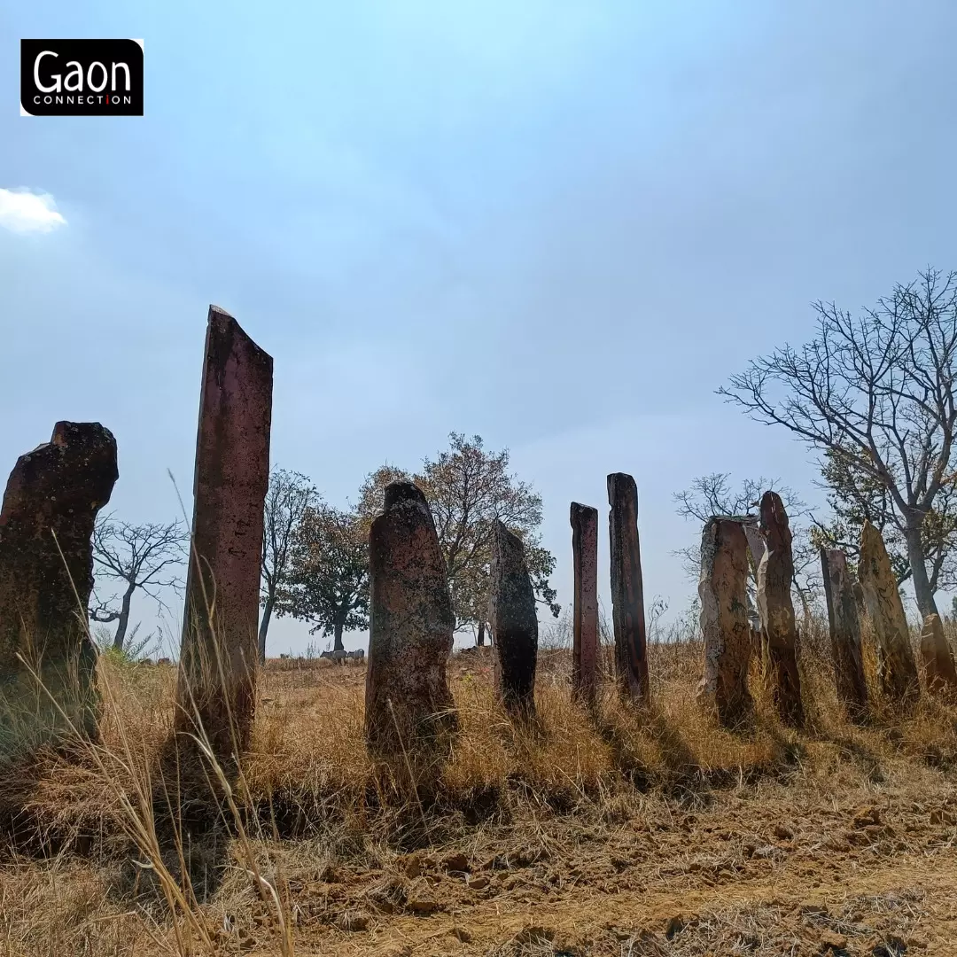 Memory pillars built by different tribes in Bastar for the departed.