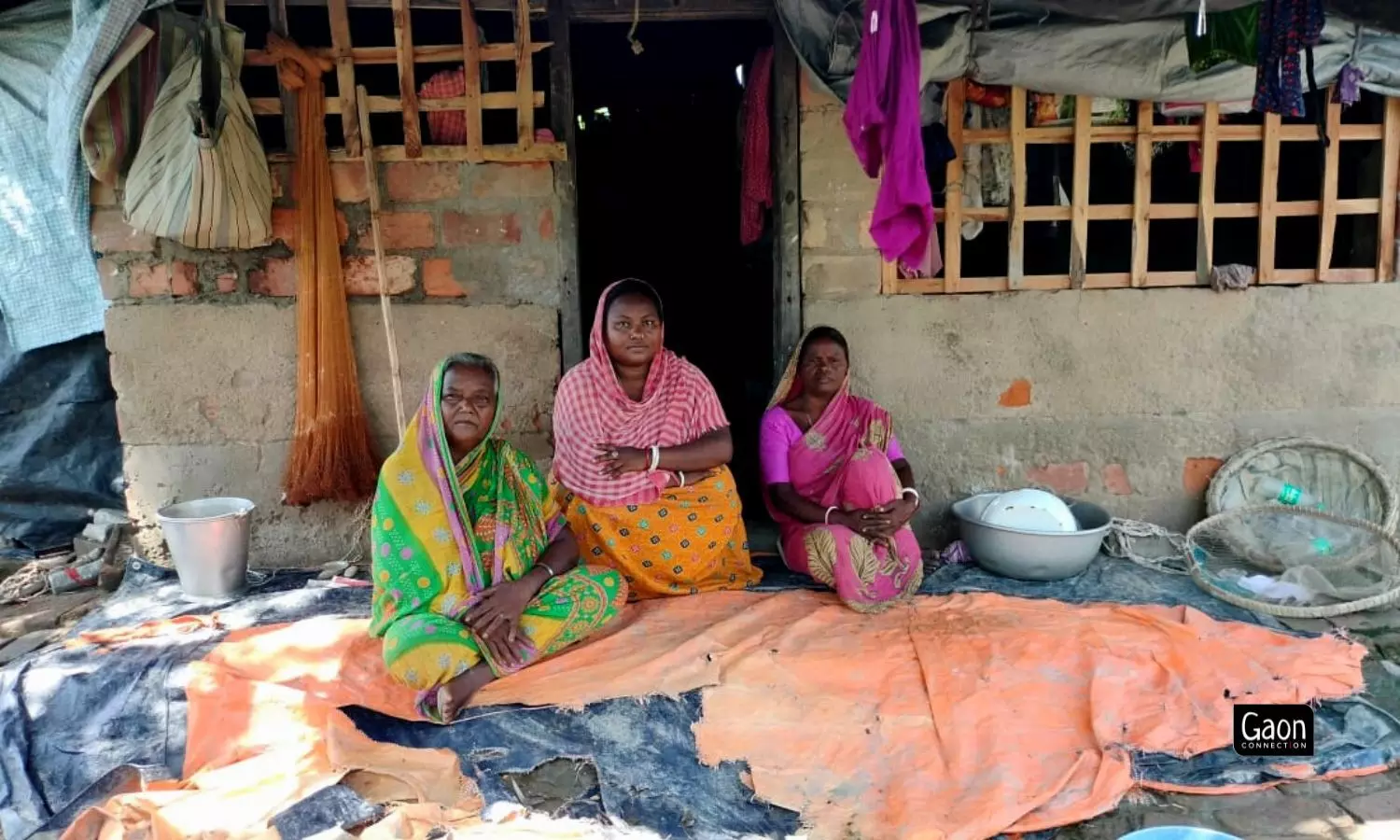 Yadhoda Mondol(left), Devika Burman(centre), Chandna Mondol(right): the women across three generations have been prawn seedling catchers