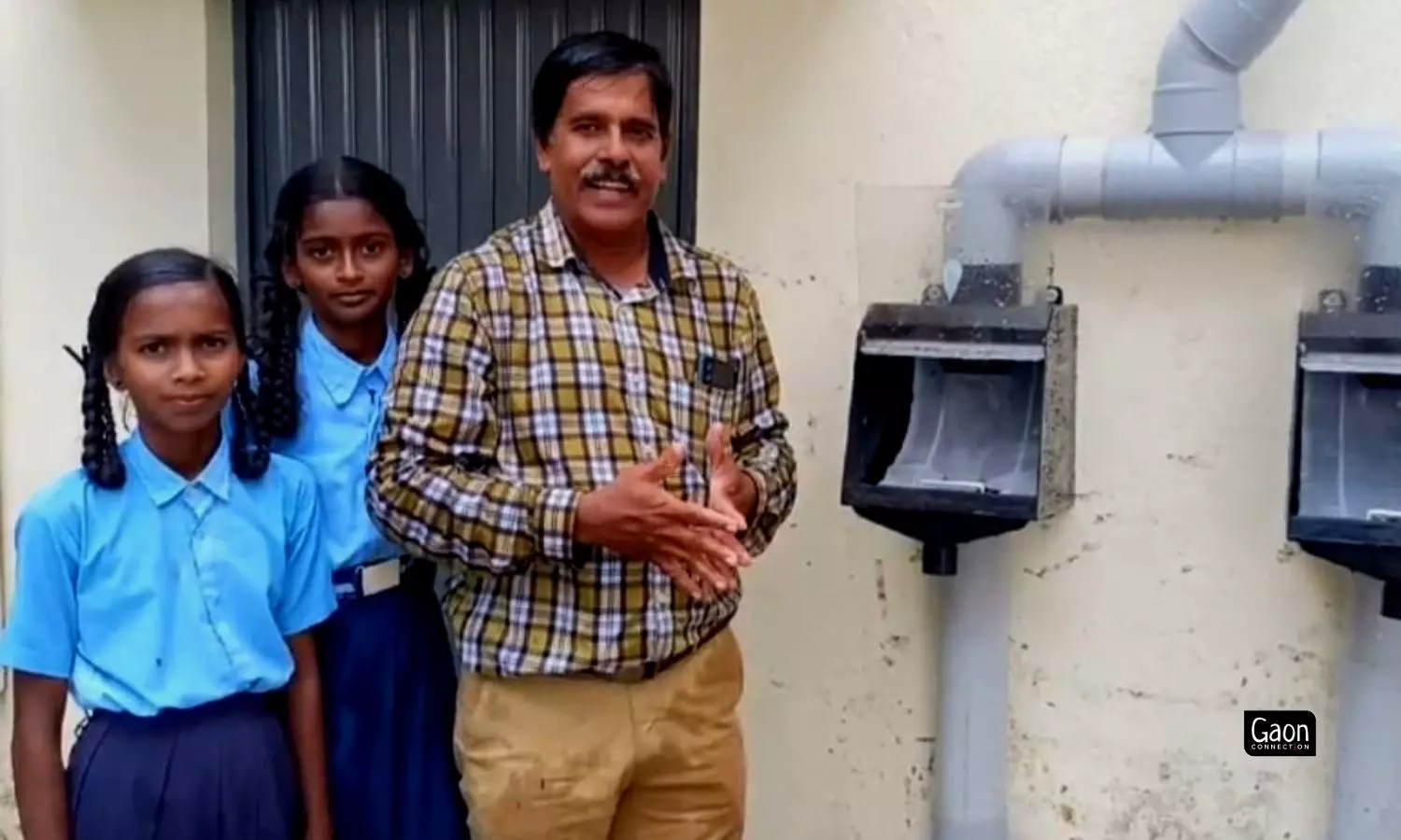 Rao has been raising awareness about various environmental issues, including water conservation, here, he is explaining his students about the rainwater harvesting system. 