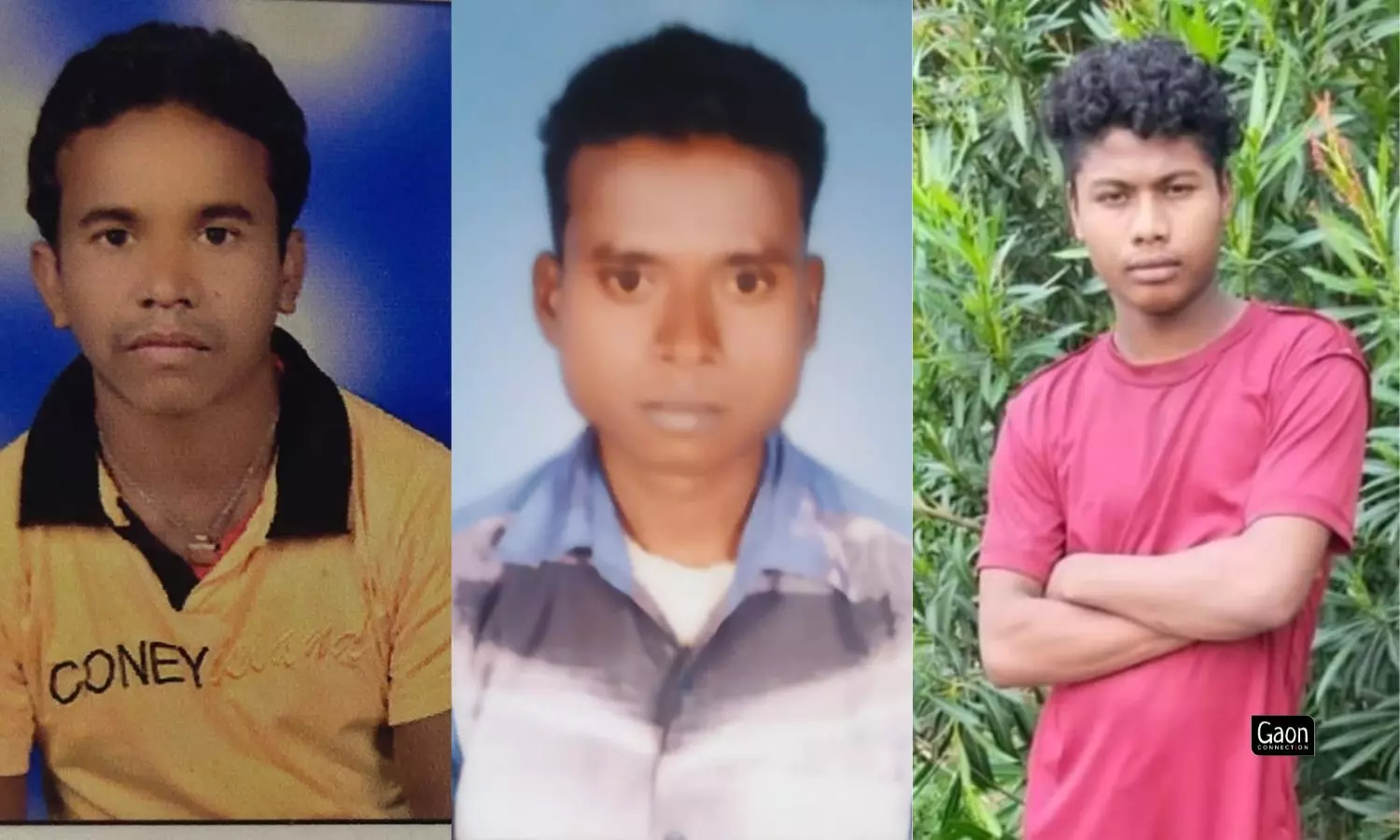 Migrant workers stuck in the tunnel. (R) Ravindra Nayek, (M) Gunodhar Nayek, (L) Ranjit Nayek. 