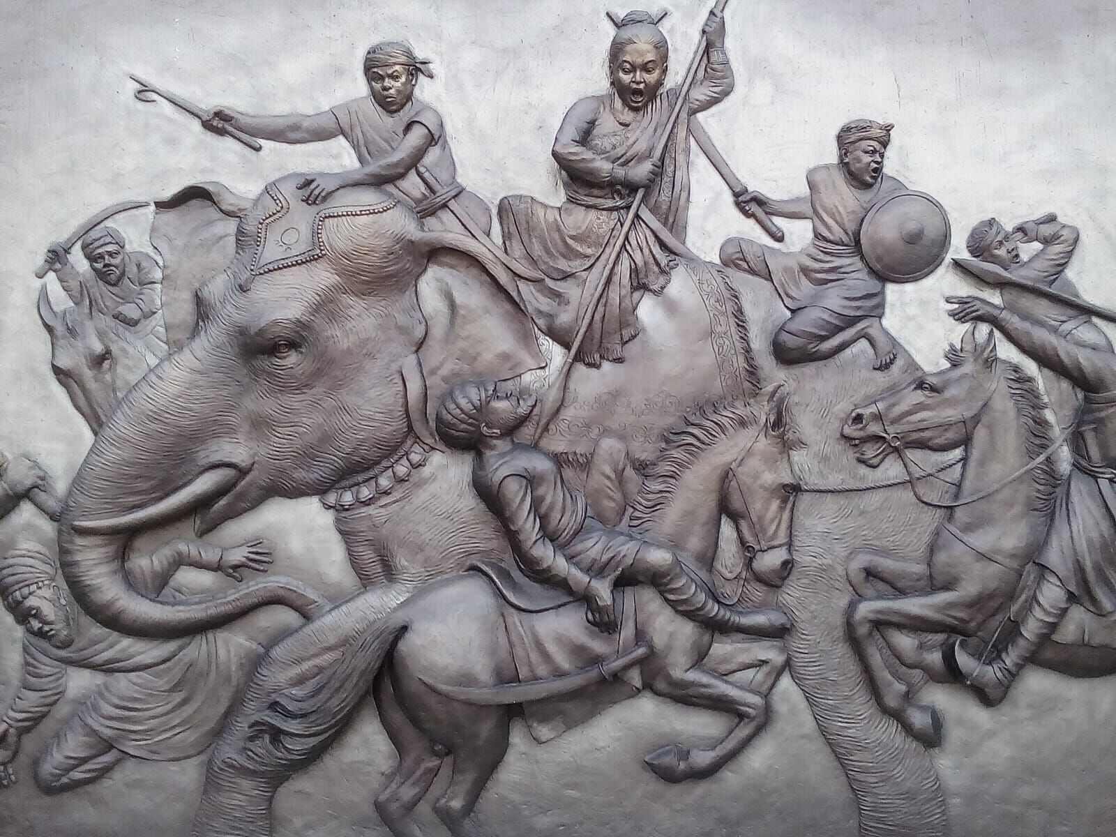 During the last stage of the Battle of Saraighat, when the Mughals attacked by the river in Saraighat  the Assamese soldiers began to lose their will to fight. Some elements retreated. Though Borphukan was seriously wounded, he boarded a boat and with seven boats he led the advance against the Mughal fleet.