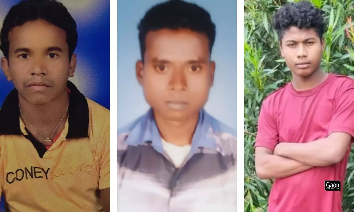 Migrant workers who were stuck in the tunnel. (R) Ravindra Nayek, (M) Gunodhar Nayek, (L) Ranjit Nayek. 