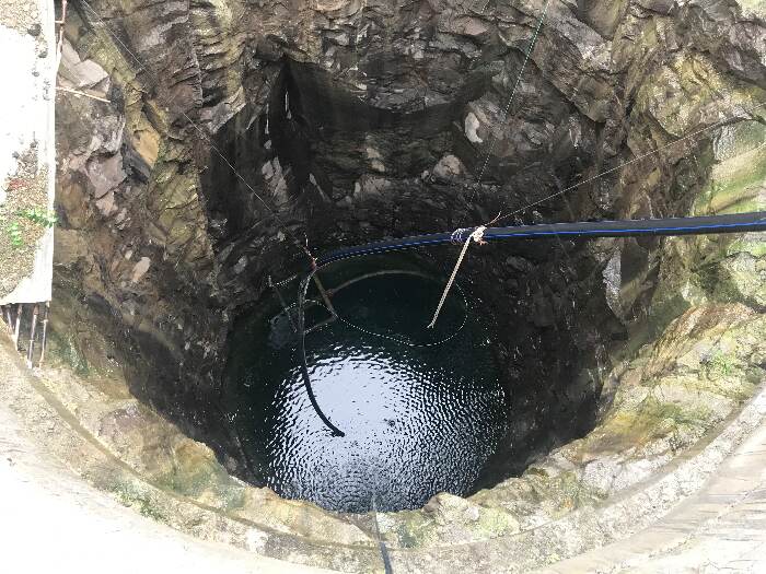 Kailash Wighole of Jalgaon village in Buldhana has laid a pipeline which brings water from his solar power pump operated dug-well to his doorstep. Pic: Nidhi Jamwal